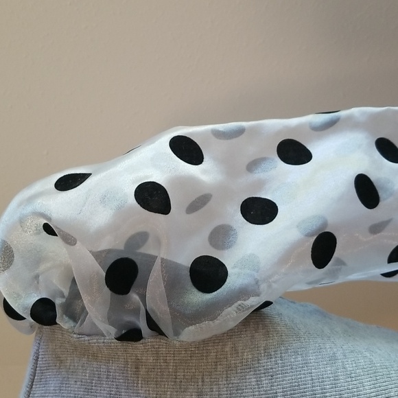 CBR Puff Organza Dot Ribbed Mock Top Grey Small - Picture 3 of 7